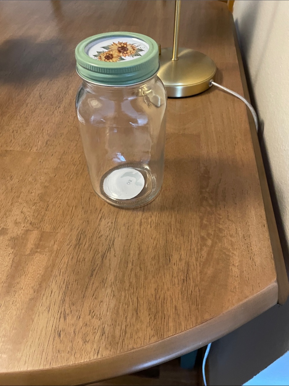 Glass Storage Jar with Mint Green Sunflower Lid